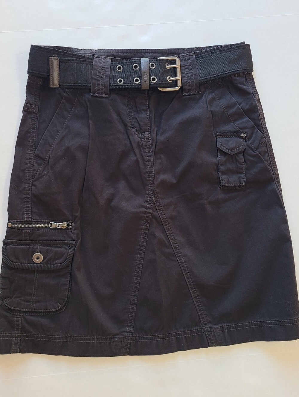 Vintage Esprit Cargo Utility Skirt Women's 6 Black w/ Belt 90s Grunge Y2K